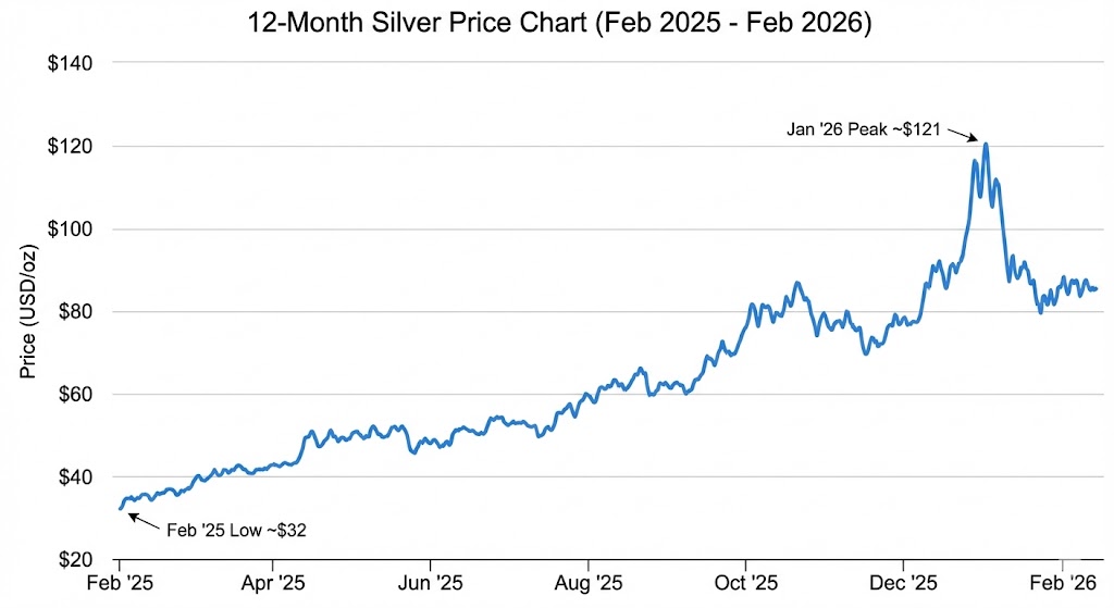 12 month silver price chart